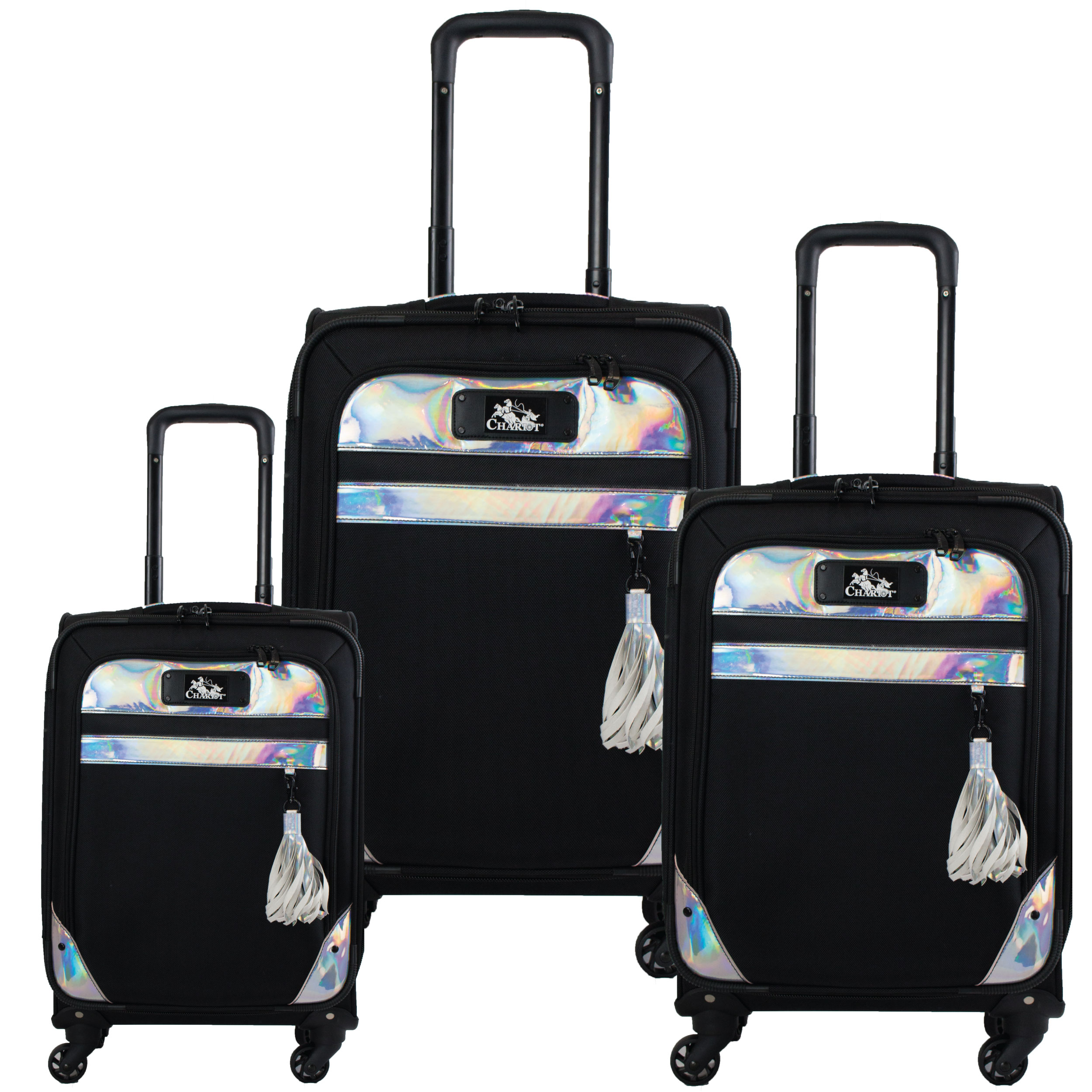 Red/Black Chariot Madrid 3 Piece Expandable Spinner Luggage Set 