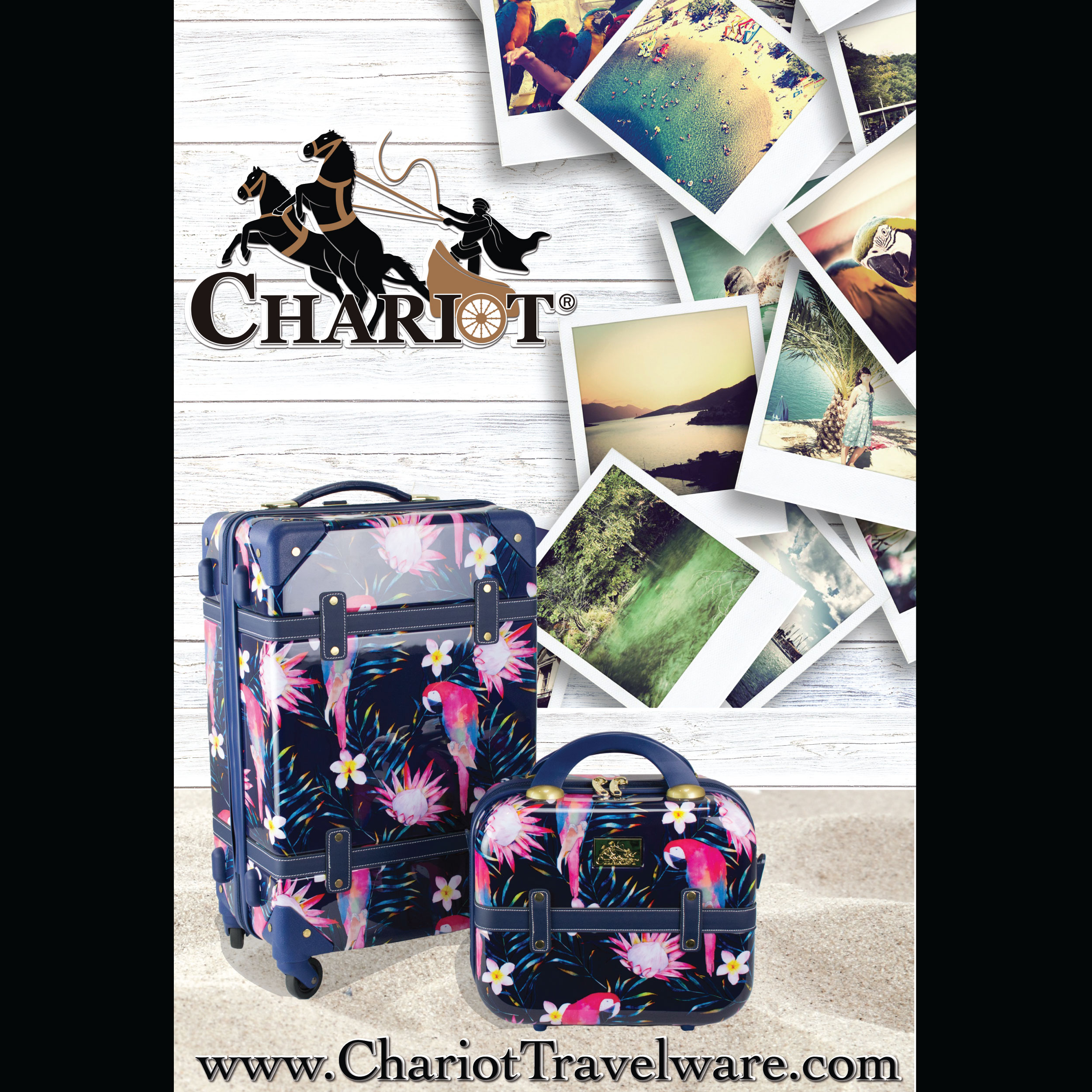 Chariot Gatsby 2-Piece Hardside Carry-On Spinner Luggage Set - Black 