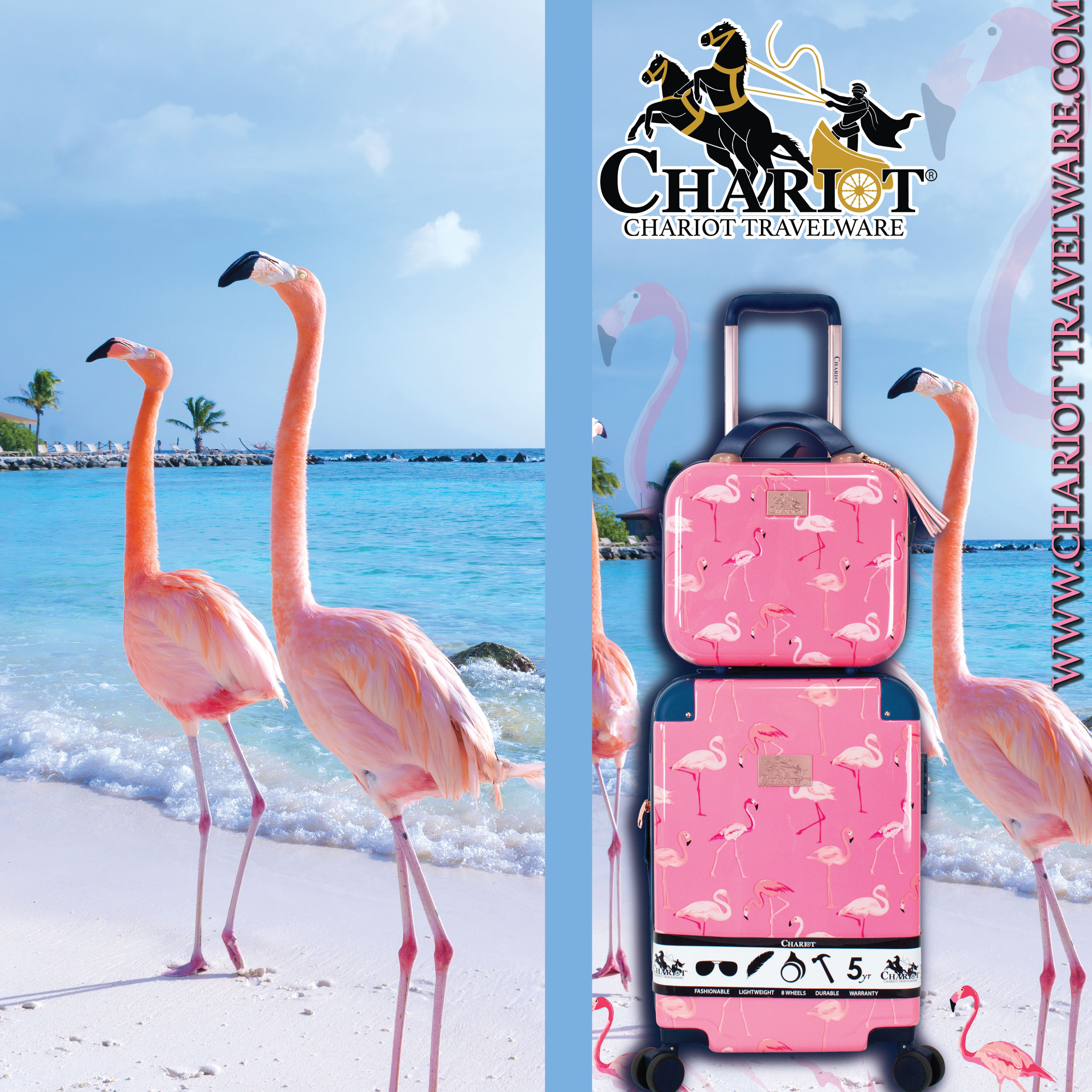 Transport - Flamingo Poussette Rouge – 89 x 37 x 87 cm